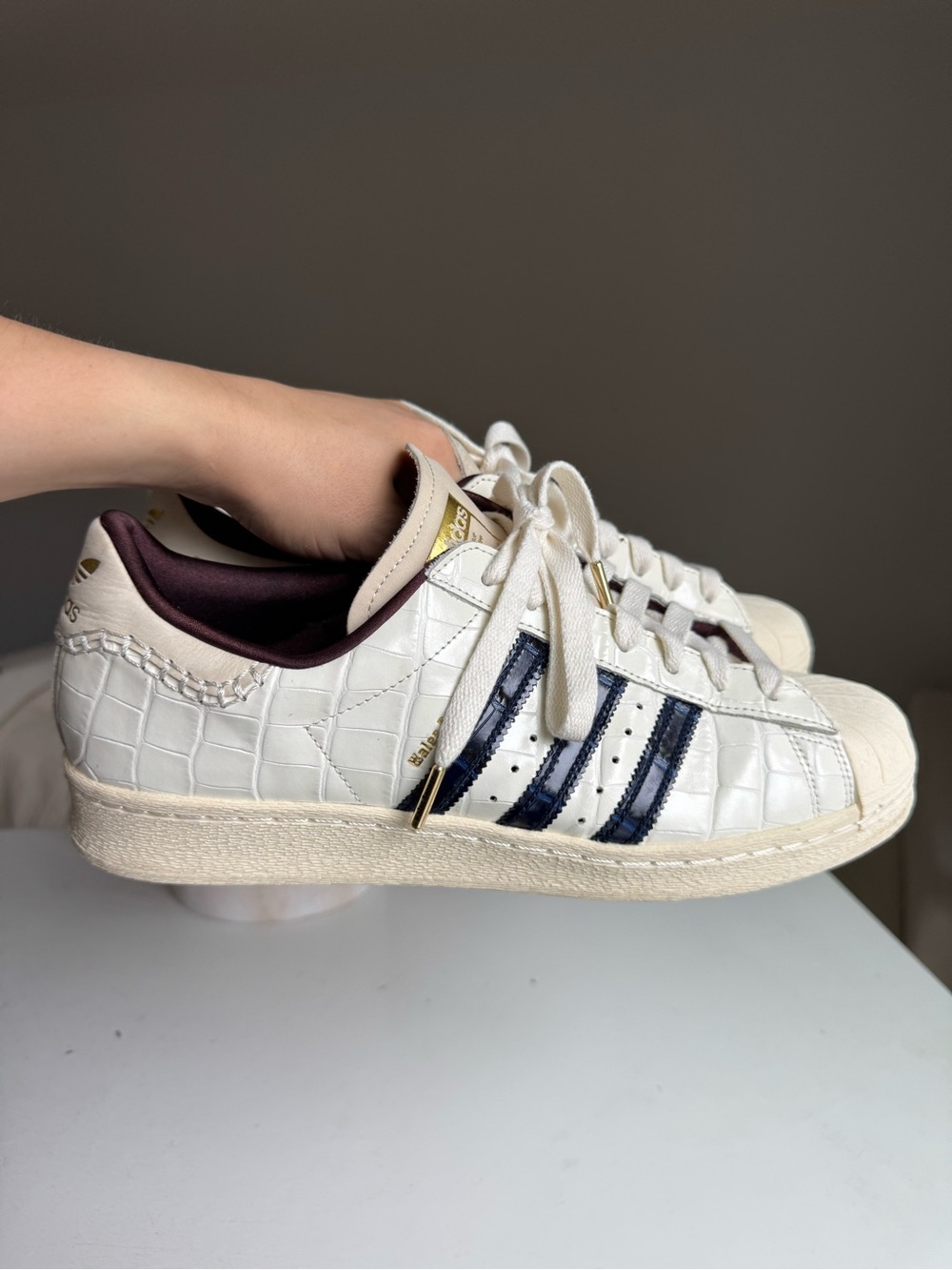 adidas Superstar Wales Bonner Croc White Navy Sneakers Size 13 - Picture 3 of 16
